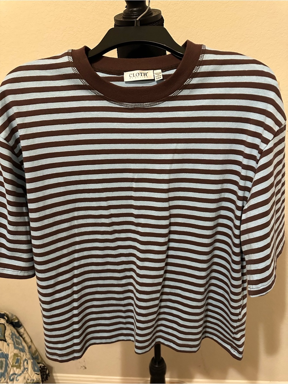 cloth & stone Brown and Light Blue Striped Short Sleeve Tee